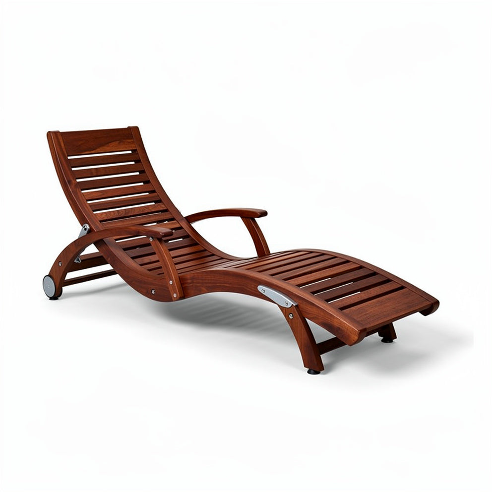 **Houten Ligstoel met Rollen en Ergonomisch Ontwerp**