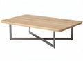 **Technische titel in het Nederlands: Moderne houten salontafel met metalen onderstel**