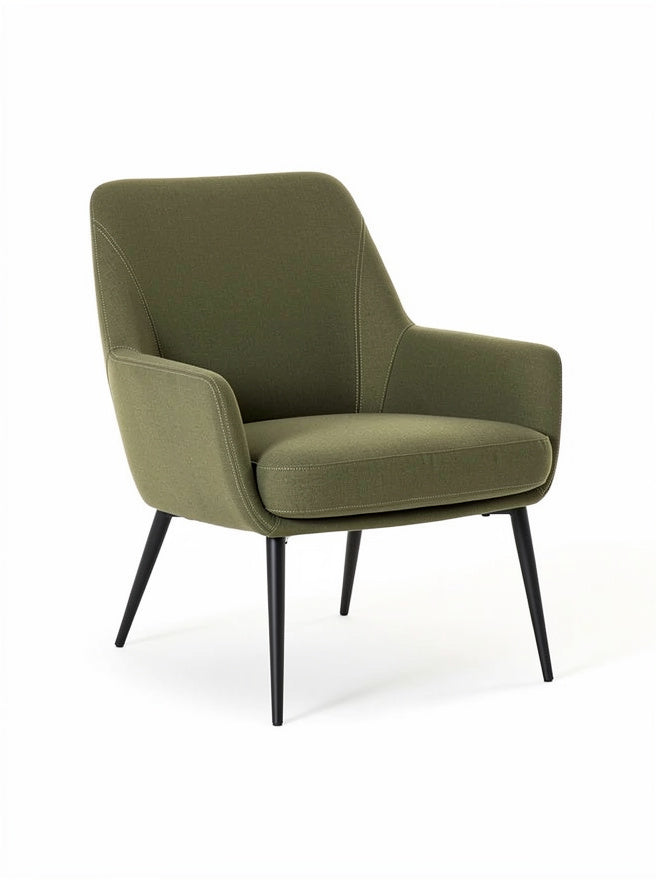 **Technische Titel in het Nederlands: Moderne groene fauteuil met slanke poten**